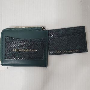 CXL Christian Lacroix Womens Zip Around Wallet Green Card Holder Viere Python